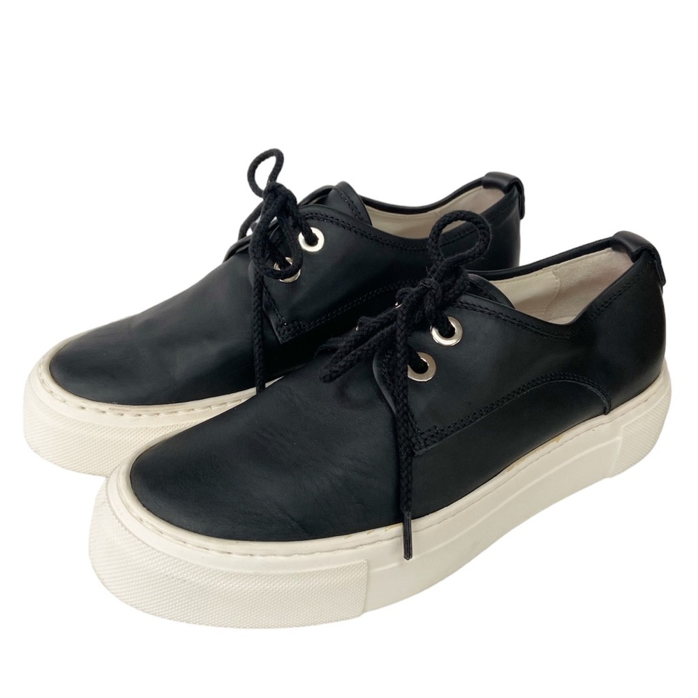 AGL (Attilio Giusti Leombruni) Black Leather Platform Sneakers Size EU36/US5.5-6